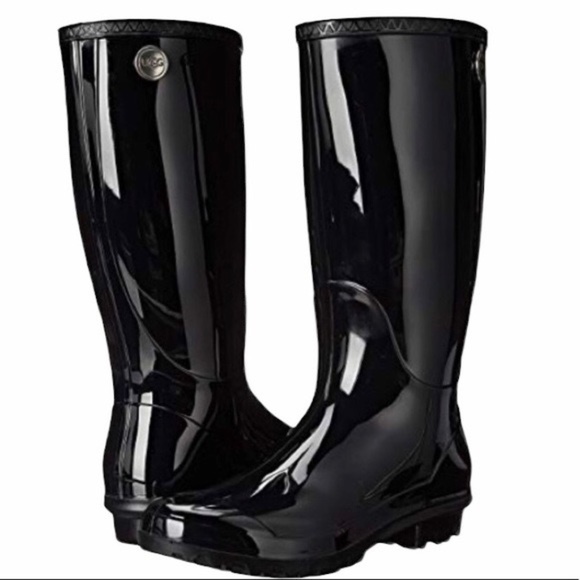 New UGG Women’s Black Shaye Rain Boots SHAYNE RAIN TALL NIB - Picture 2 of 7